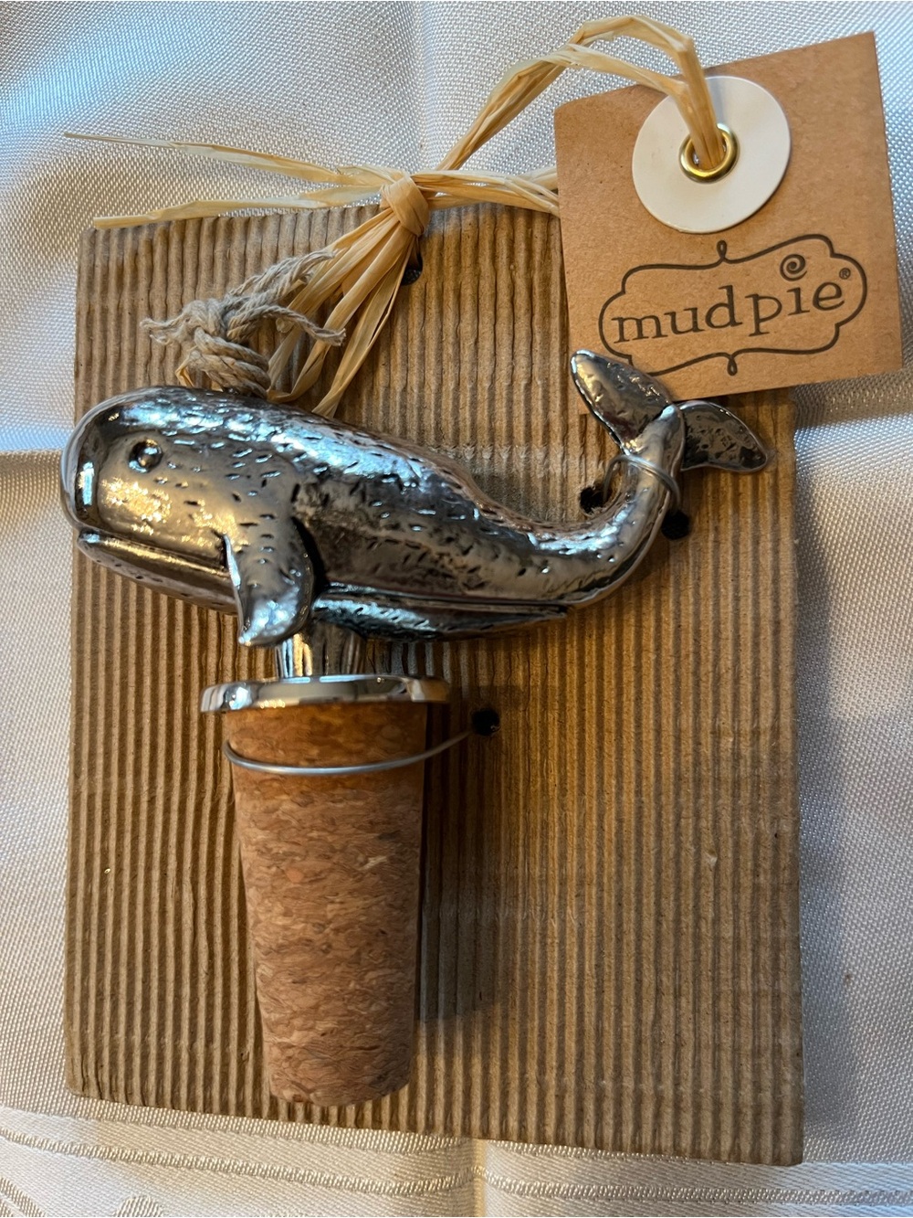 Mud Pie Silver Whale Cork Stopper
